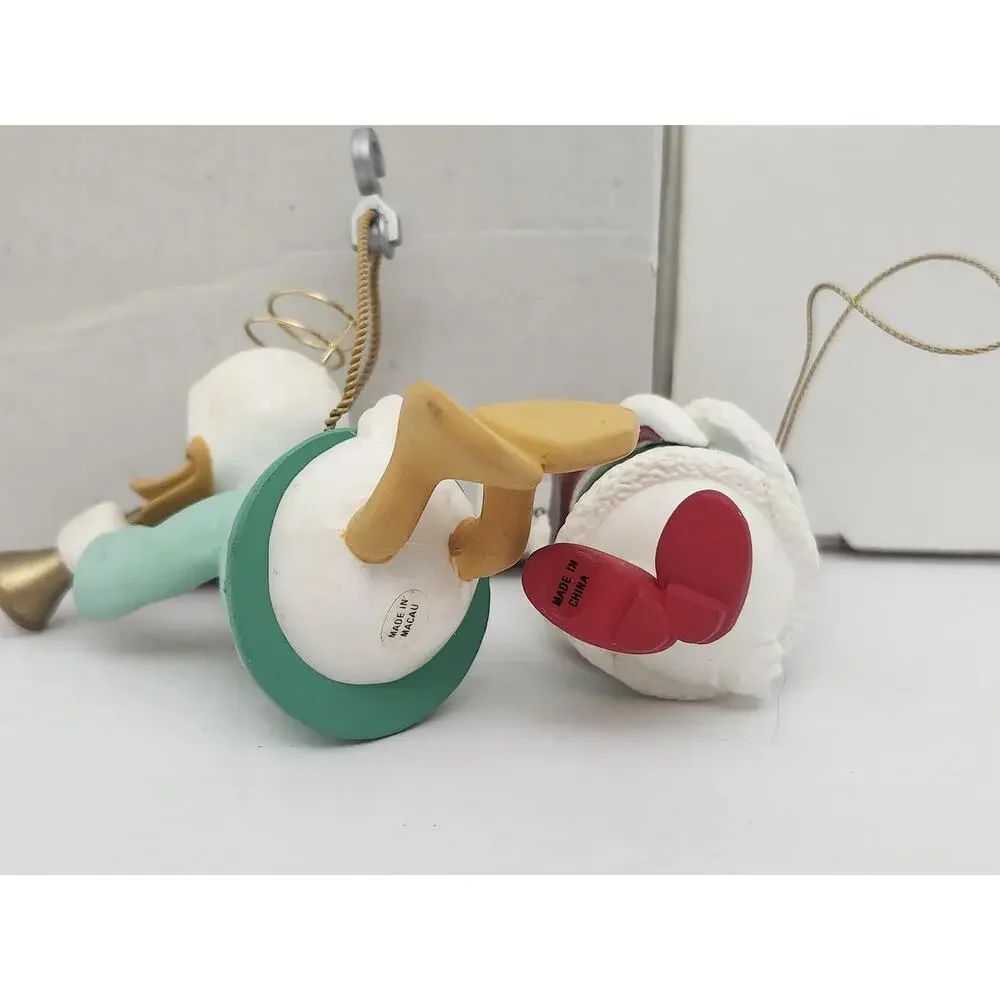 Vintage Disney Donald & Daisy Duck Christmas Ornament Pair Boxed Tree Set